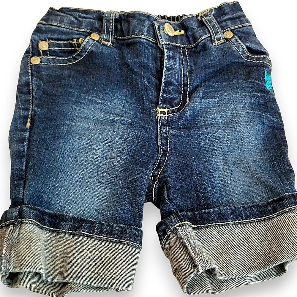 U.S. Polo Assn. Denim Boys Jean Shorts 24M Cuffed Toddler Zip Front Elastic Back - Picture 3 of 7